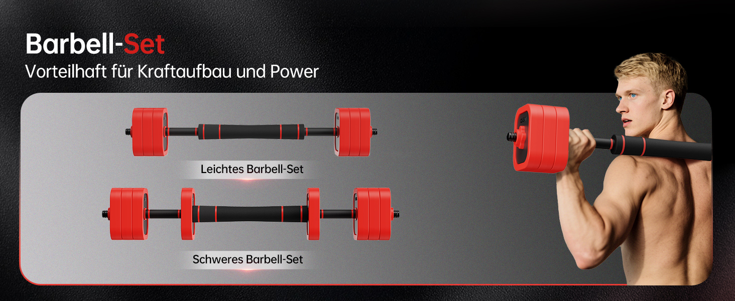 Набір гантелей JOROTO 10-30 кг 4-в-1: гантелі, штанга, гиря та бруси для фітнесу вдома. Підходить для силових тренувань та загальної фізичної підготовки.