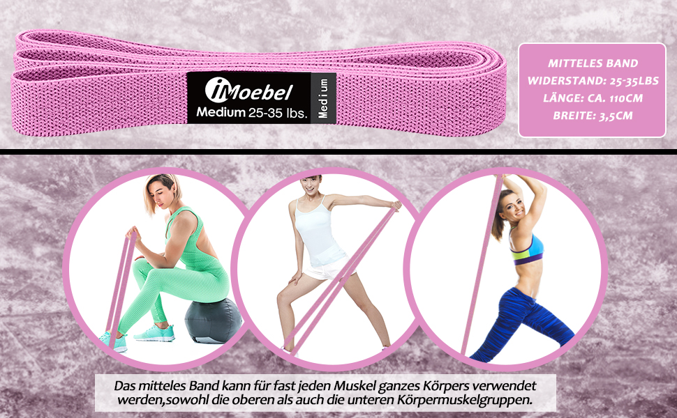 Фітнес-гумки iMoebel - Набір з 3 шт. для силових тренувань, кросфіту, йоги та домашніх занять (сірий/рожевий/чорний)