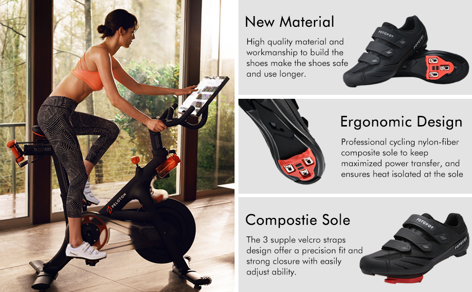 Велосипедні шкарпетки для жінок, шосейні велотуфлі з шипами, сумісні з Peloton SPD ARC Look Delta, унісекс велотуфлі для занять на велотренажері та на відкритому повітрі (37 EU, Чорний)
