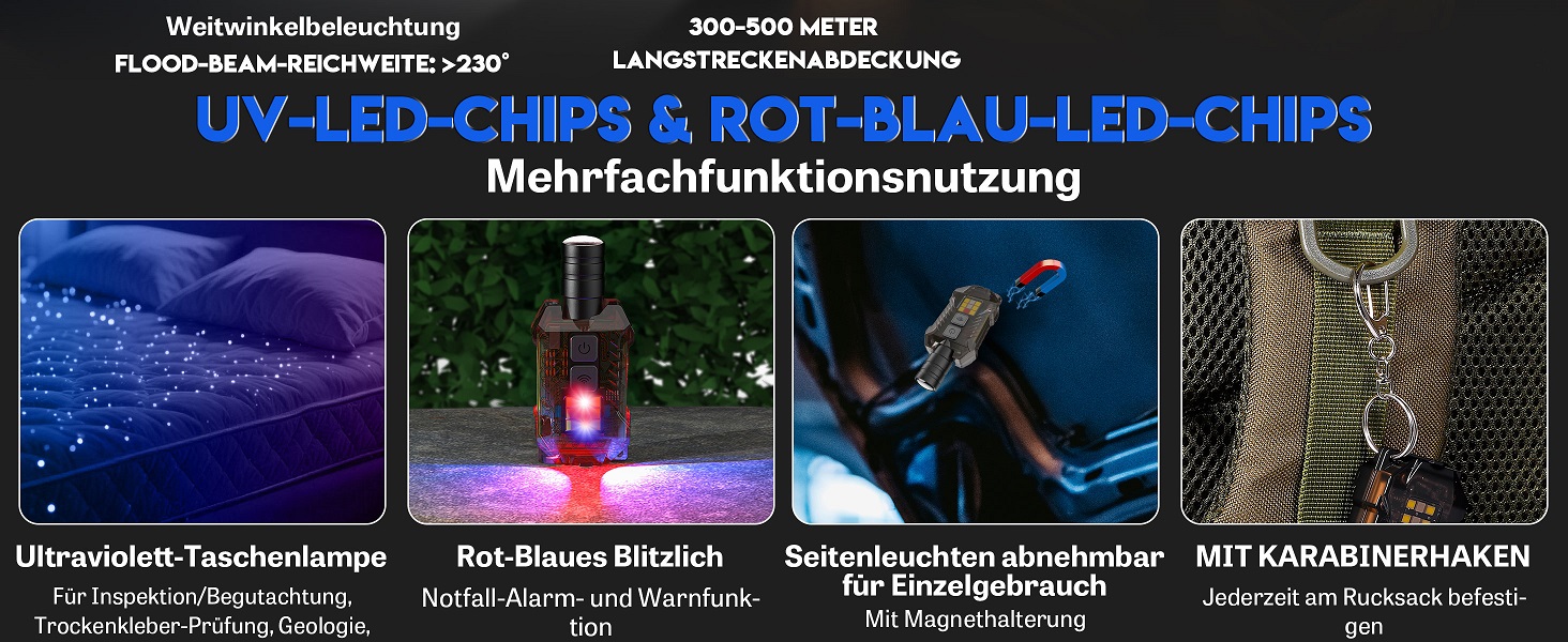 LED налобний ліхтар з перезарядкою, 2000 люменів, 230° кут огляду, регульована головка, сенсор, 9 режимів освітлення з UV лампою, знімний магнітний, легкий, для кемпінгу, бігу, походів, риболовлі, 2 шт.