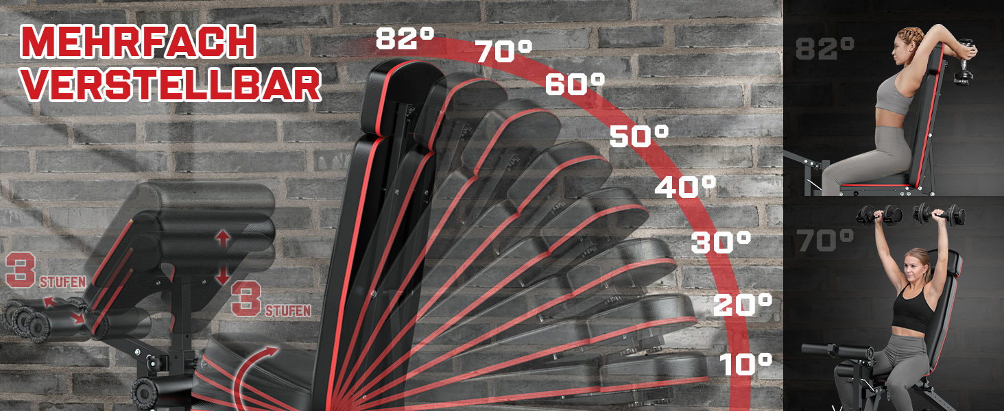 Регульована лава для тренувань XDDIAS з блоком для згинання ніг та підтримуючим валиком, до 410 кг, 10 положень спинки, для дому, багатофункціональна