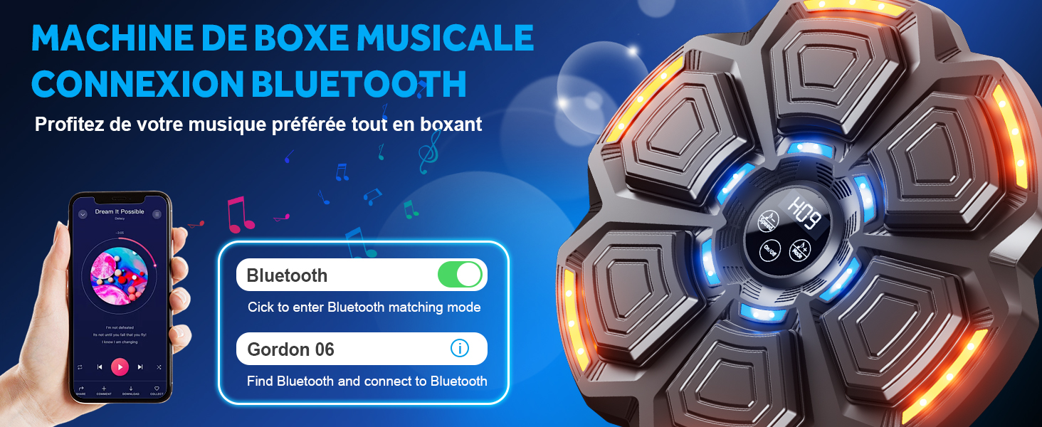 Музична бокс-машина для дорослих Bluetooth з рукавичками, LED підсвічуванням, 9 режимів швидкості та лічильником ударів