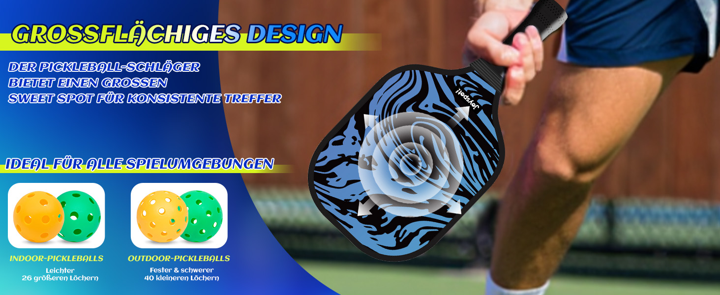 Набір для піклболу JOY SPOT! 2 ракетки, 4 м'ячі, сумка – Легкі ракетки з фібергласовою поверхнею для чоловіків, жінок та початківців – Ідеально для гри в приміщенні та на вулиці