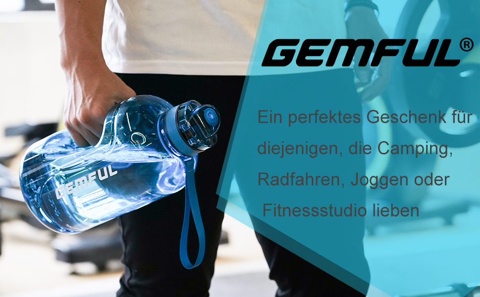 Пляшка спортивна GEMFUL 3л з мітками часу, соломинкою та ручкою, сіра. BPA-free, герметична, для фітнесу, тренувань та активного зволоження