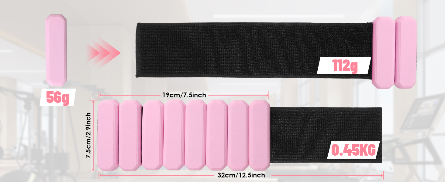 Регульовані вантажні манжети на зап'ястя (2 шт, по 0,45 кг) для йоги, танців, пілатесу, кардіо, аеробіки, ходьби - зелений (рожевий)