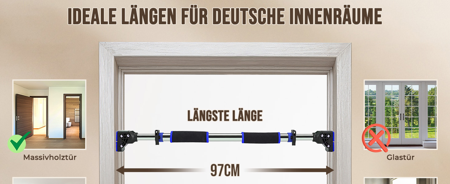 Климмер для турніків ROMIX на двері, регульований 72-97 см, максимальне навантаження 200 кг, з інструкцією для тренувань
