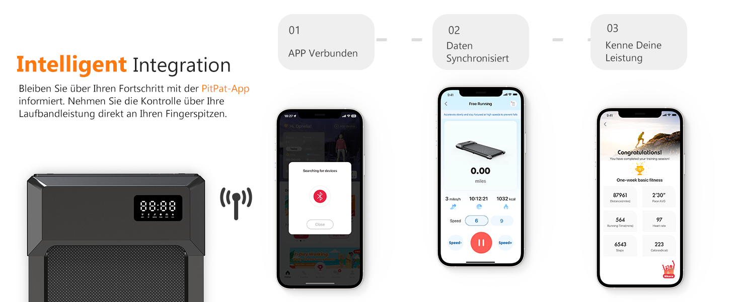 Бігова доріжка Pitpat з Bluetooth - Міні-доріжка під столом, чорний