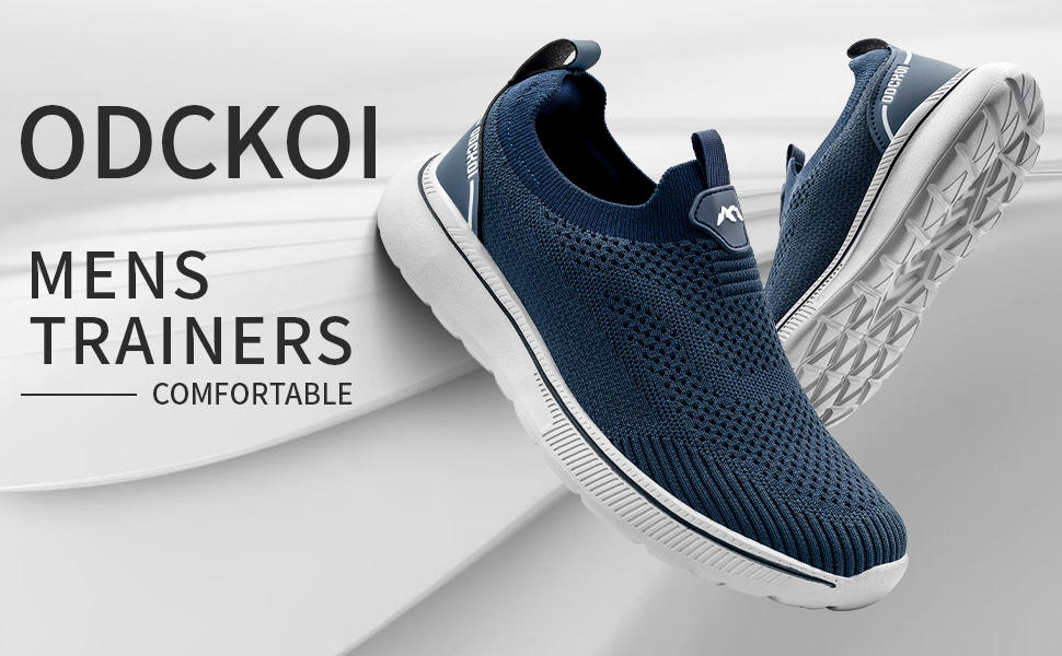 Чоловічі кросівки без шнурівків Slip-on, сітка, дихаючі, легкі, для бігу та спорту, комфортні, outdoor, джогінги, 44 EU, темно-синій