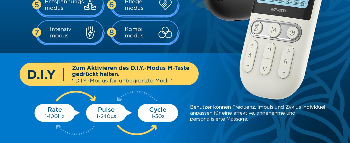 Пристрій 4-в-1 для домашнього майстерності EMS: масаж, стимуляція м'язів та нервів. Двоканальний TENS-терапевтичний пристрій для зняття болю, схвалений FDA, з 12 електродних подушечок. Чорний