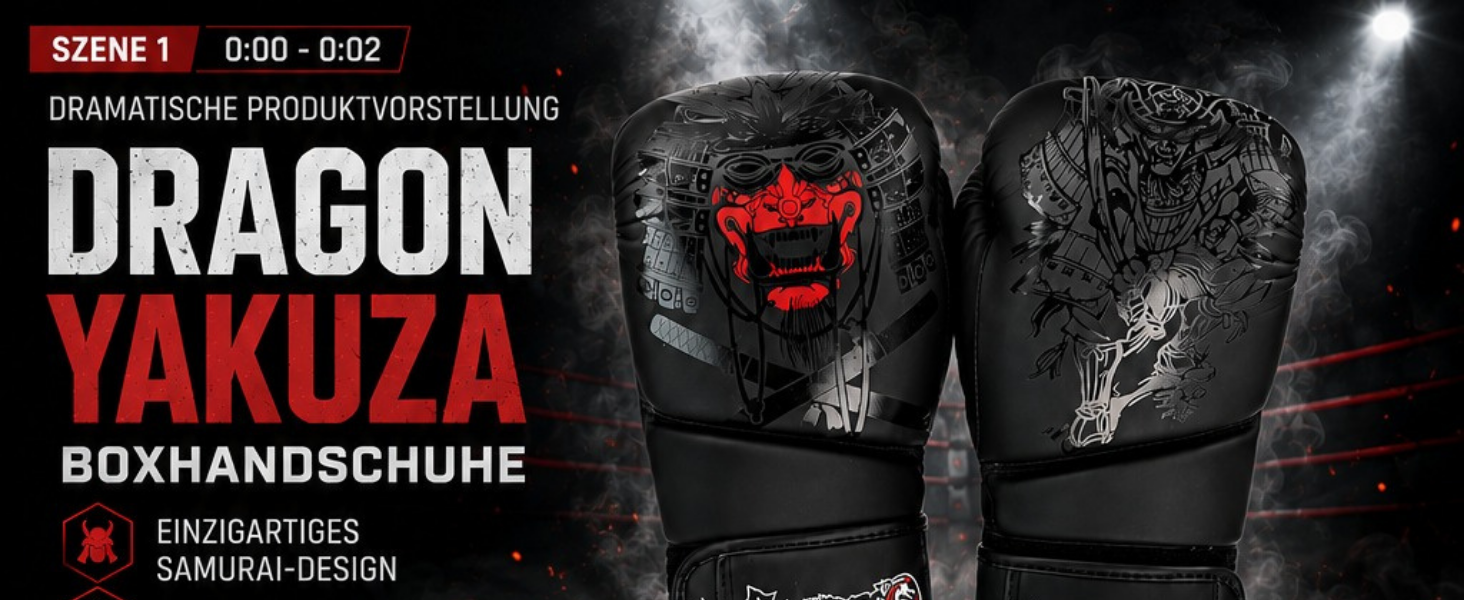 Боксерські рукавички Yakuza для Muay Thai, кікбоксингу та спарингу (16 Oz) з бинтами та капую, чорні — набір для тренувань 3 в 1