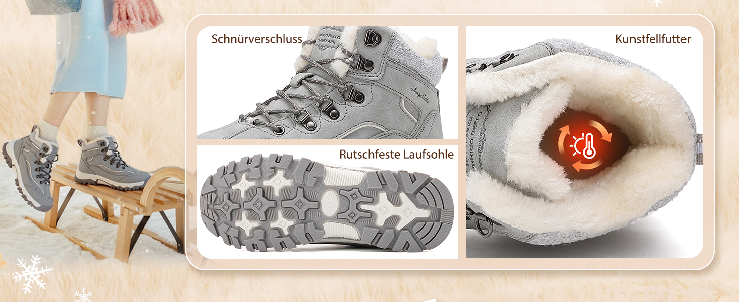 Зимові черевики для жінок ARRIGO BELLO - тепле взуття для роботи та прогулянок на вулиці, розмір 36-41 (Сірий)