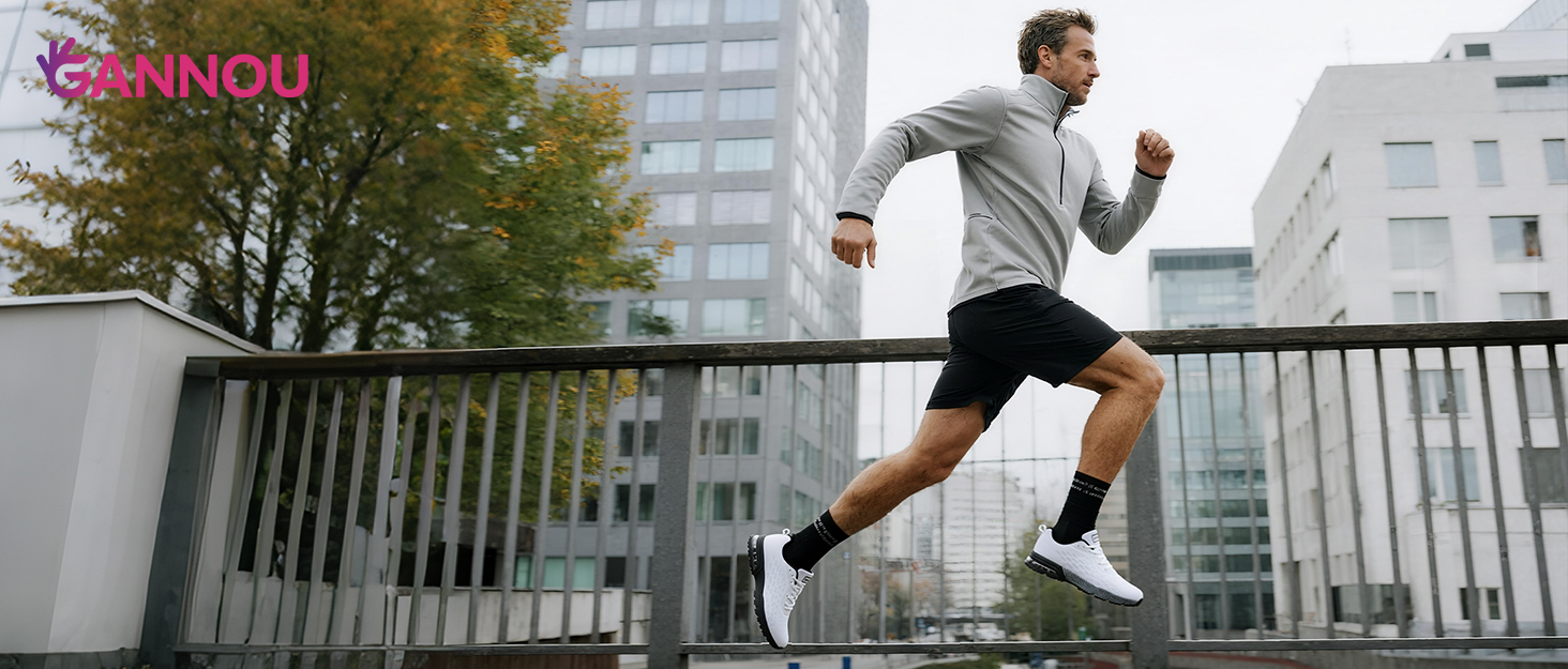 Кросівки для бігу GANNOU чоловічі спортивні чорні, розмір 40-47, з амортизацією