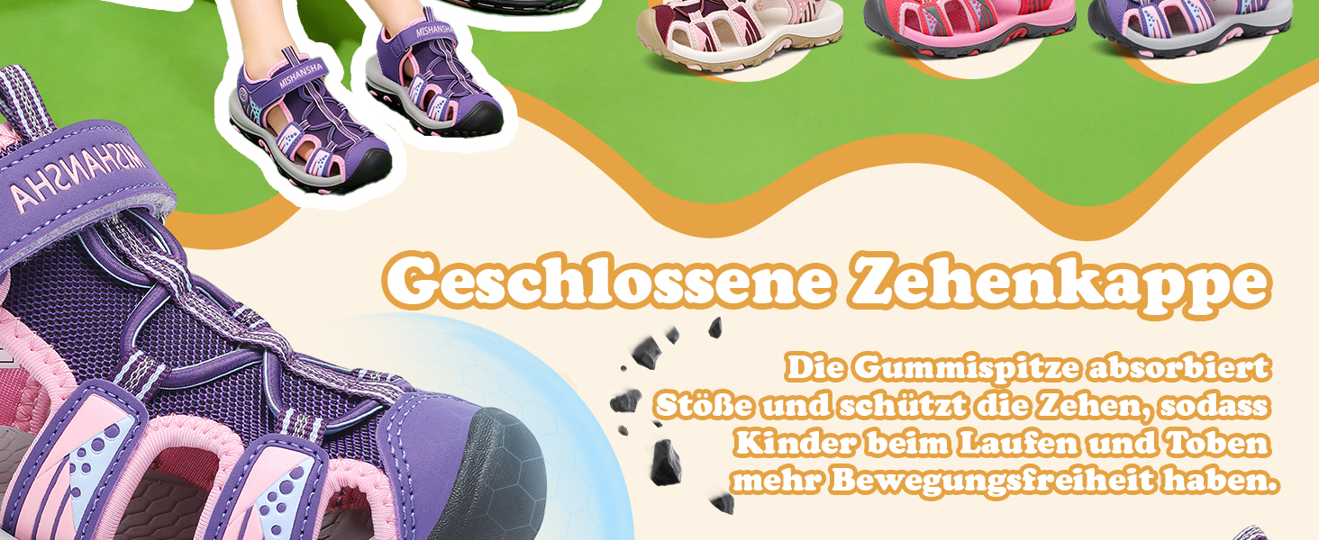 Сандалі Mishansha закриті для дівчаток, літні трекінгові, дитячі, дихаючі, розмір 25 EU, рожеві