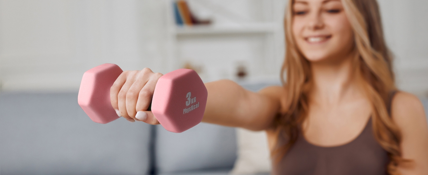 Набір гантелей KurzhanTel для дому та фітнесу, 18 кг (бежевий, рожевий, тіффані)