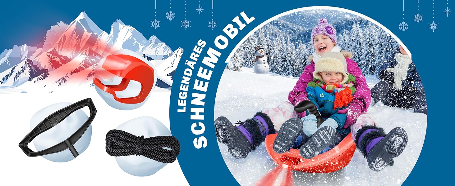 Кесер® Бобслей Bob Schneebob Alpina з LED-підсвіткою, тросом, для дітей та дорослих, пластиковий, чорний