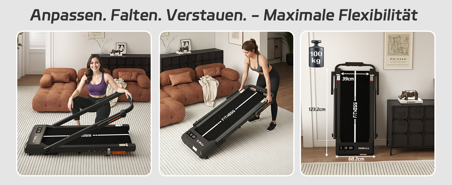 Складана бігова доріжка JUMMICO для дому та офісу з нахилом 5%, Walking Pad під стіл, швидкість 1-12 км/год, до 100 кг, керування через додаток та пульт, ширина стрічки 39 см