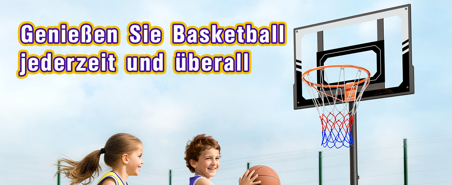 Баскетбольний кошик для вулиці дитячий, 107-213 см, зі стійкою та колесами, регульована висота, ударостійка PC-стінка, сірий. Подарунок для дітей