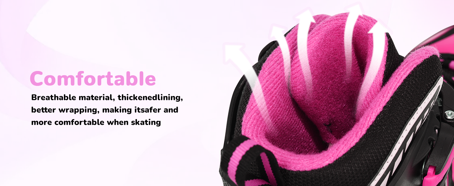 Роликові ковзани TOMSHOO з регульованим розміром, LED-колесами, для дітей та дорослих (рожеві, L (37-39 EU))