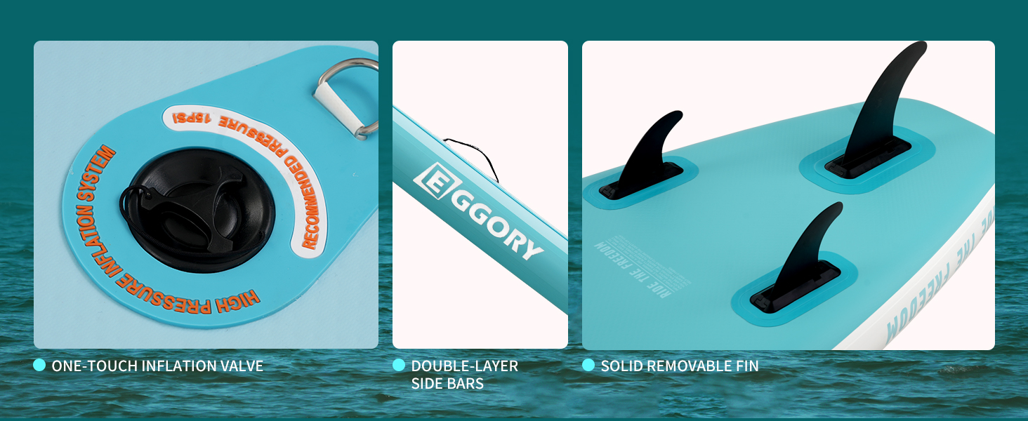 Надувний SUP-борд Extra Breites: Дошка для Stand-Up Paddle з фіном, ручним насосом, для подорожей (Смуга м'яти)