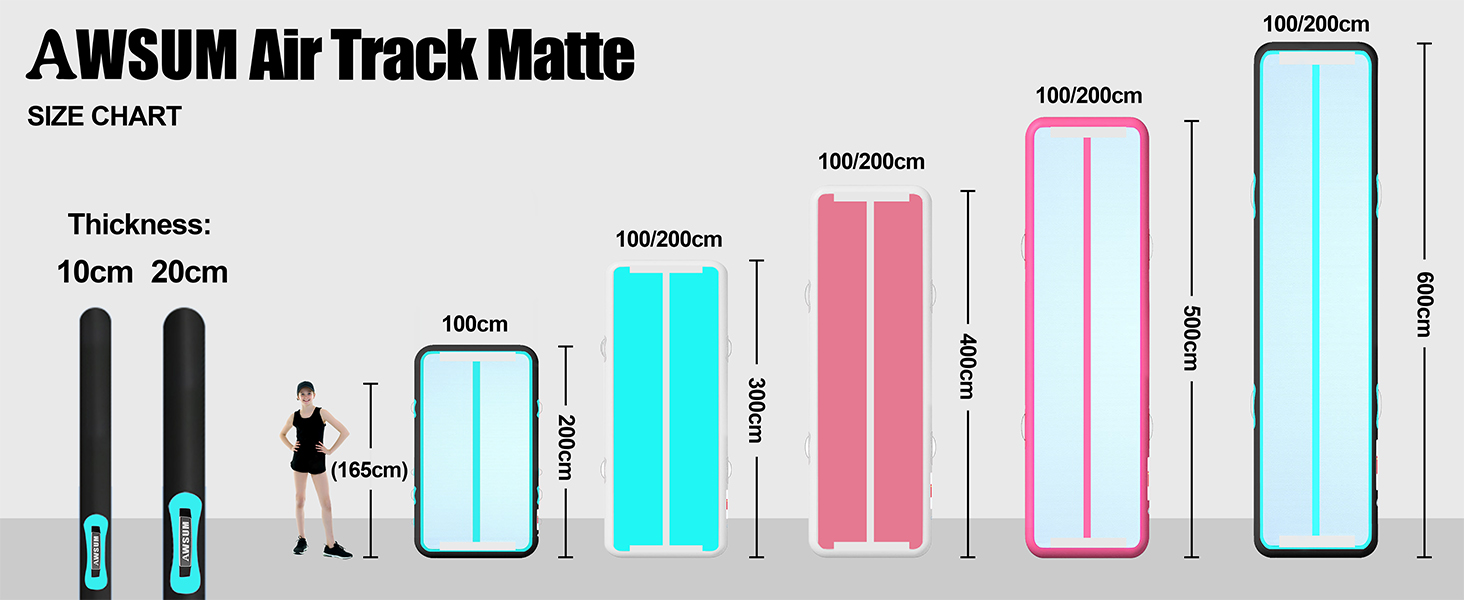 Надувний гімнастичний килимок AWSUM Air Mat Track 2-6M з насосом