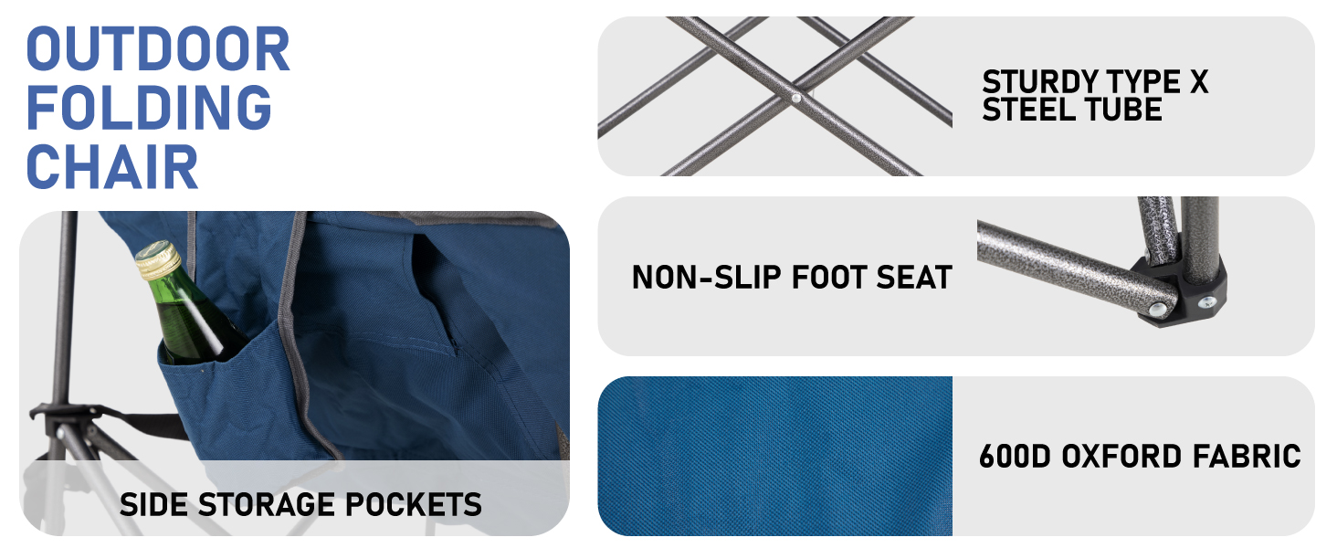 Крісло для кемпінгу High Point Sports Moon Chair XXL: широке, розкладне, до 150 кг, для відпочинку на природі та вдома