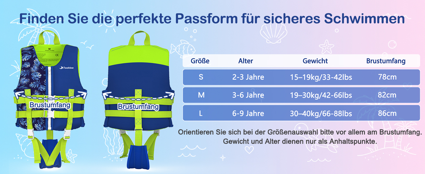 Дитячий рятувальний жилет Neopren TÜV (6-9 років, 30-40 кг) Blau - безпечний та комфортний для плавання