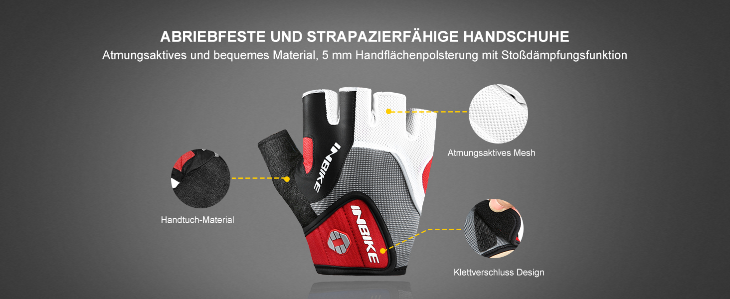 Велосипедні рукавички Inbike напівпальцеві з гелевою амортизацією, дихаючі, неслизькі, для гірського велосипеда, чоловічі/жіночі, літні, MTB, червоні, розмір M