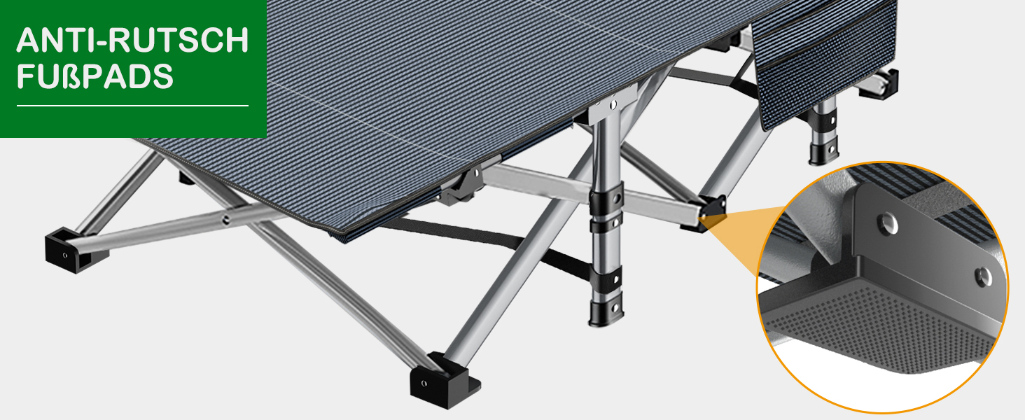 Розкладне ліжко ZIKEBTUY для кемпінгу та відпочинку: міцне, з матрацом, 190x71x36 см (сірий)