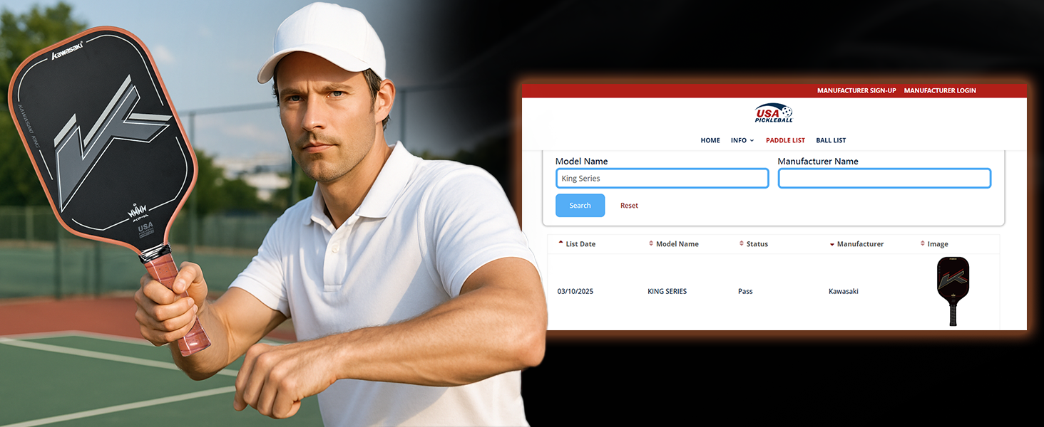 Паддл для піклболу Kawasaki T700 Premium Carbon Fiber (CFS) - серія King, схвалено USAPA, 16 мм, для змагань, з чохлом та ручкою, чорний/червоний