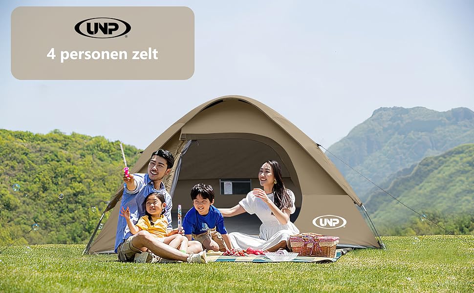 Сімейне намет UNP для 3 осіб, водонепроникний, вітростійкий, з захистом від дощу, простий у встановленні, портативний купольний намет для кемпінгу, 240 x 210 x 120 см (Хакі)