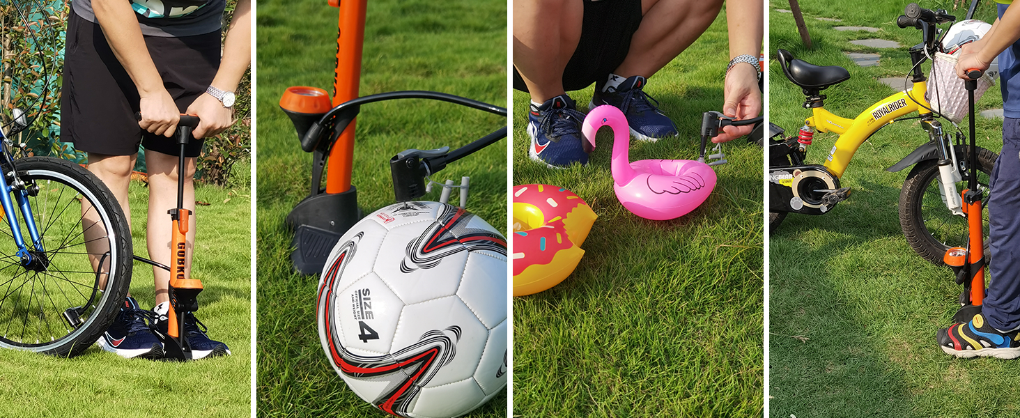 Насос для велосипеда GOBKO з манометром, 160 PSI, 11 Bar, для шосе, MTB, спортивних м'ячів, помаранчевий