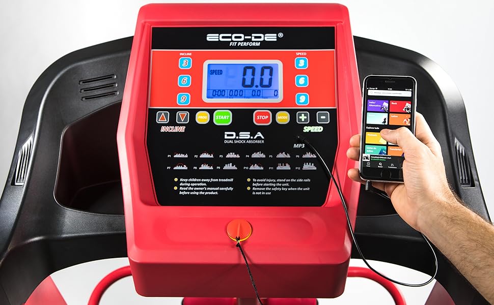 ECODE® Складне бігове полотно з амортизаторами DSA, Bluetooth та LCD-дисплеєм - бігове полотно для ходьби та бігу з 12 програмами