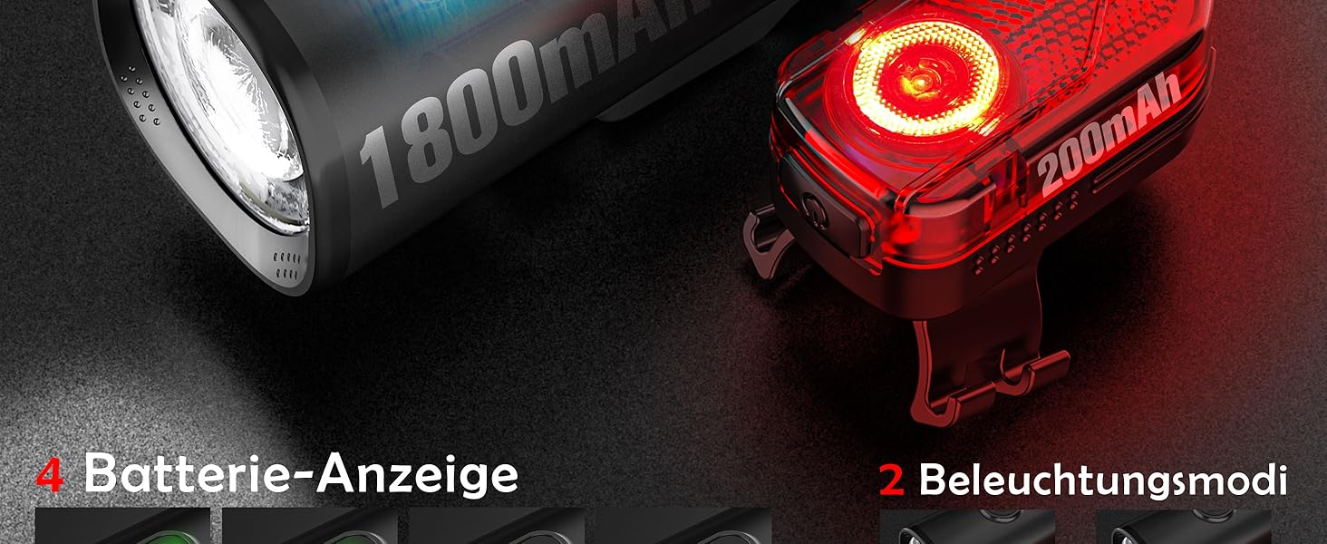 Набір велосипедних ліхтарів SFGSUP LED з USB зарядкою, водонепроникні (IPX5), схвалені StVZO