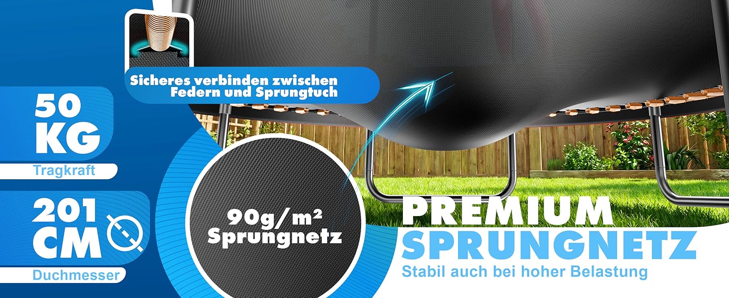 Батут KESSER® Outdoor Ø 244/305/366/427 см з сертифікатом GS, для дітей та дорослих (до 150 кг) з захисним сітком, сумкою, сходами, захисним бортиком та м'якими стійками сітки, антрацит