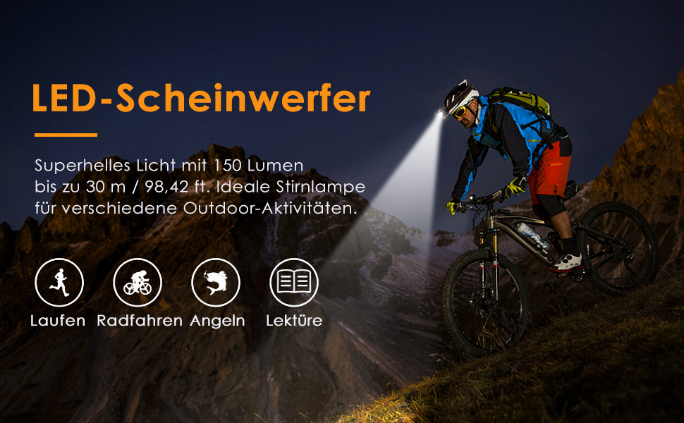 LED налобний ліхтар Suright, 2 шт. 140 люмен, 3 режими, водонепроникний, для бігу, риболовлі, кемпінгу, полювання, альпінізму, прогулянок з собакою