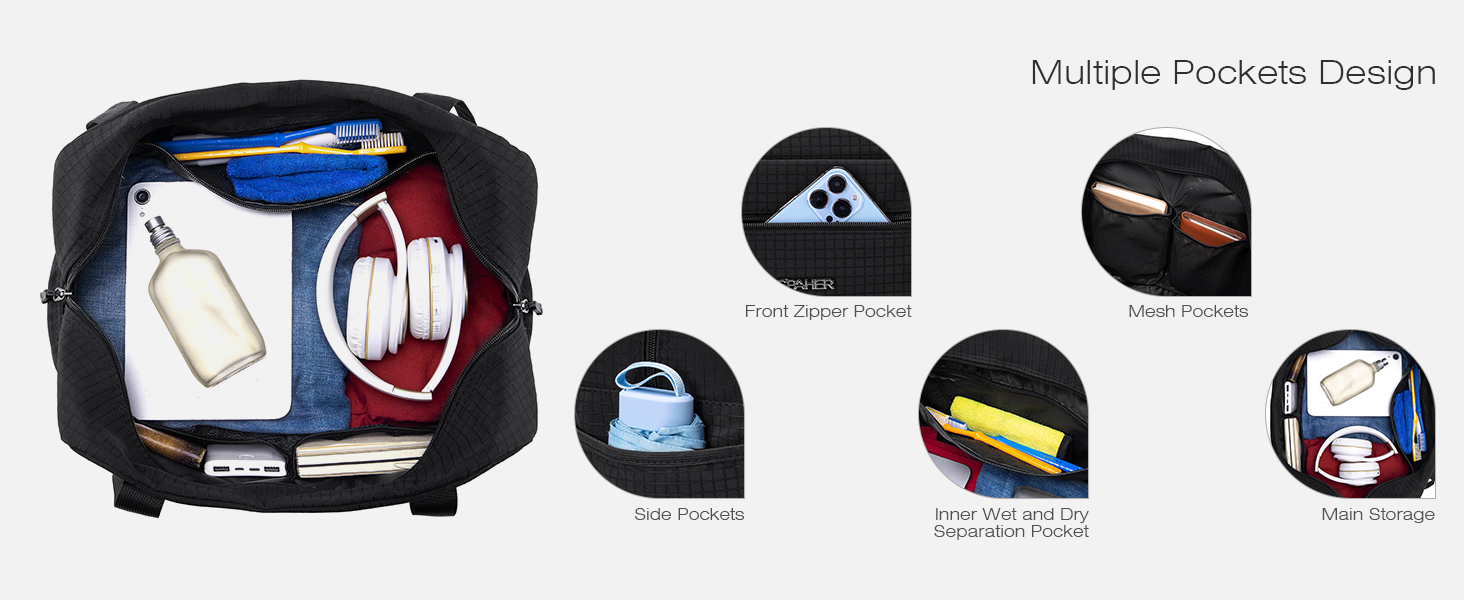 Спортивна сумка-рюкзак SPAHER 40x30x20 для ручної поклажі Wizzair/Vueling (сіро-чорна)