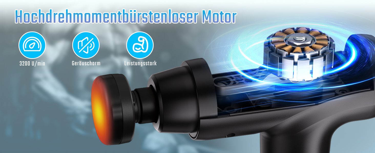 Масажер для м'язів з підігрівом, електричний масажний пістолет з LED-екраном, 20 швидкостей, 10 насадок, кейс, тихий, чорний