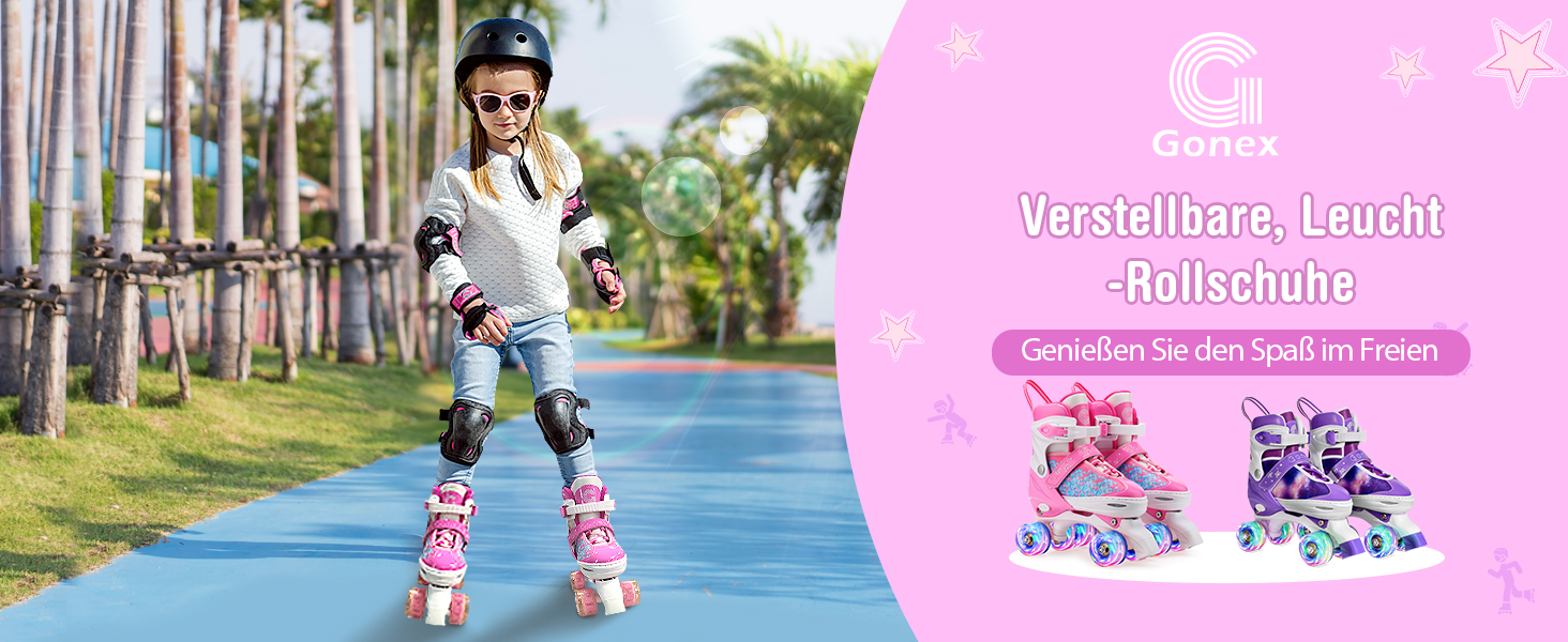 Роликові ковзани Gonex регульовані, світлові, для дівчаток та хлопчиків, розмір 35-38 (33-36)