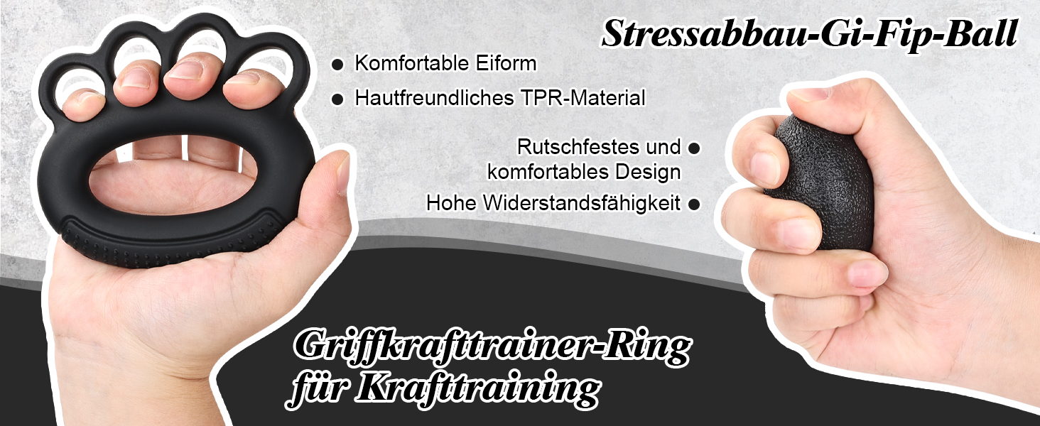Ryaco Handtrainer: Розширювач для пальців та рук (5-100 кг), 6 предметів - тренажер для кисті, силовий хват, м'ячик для зняття стресу