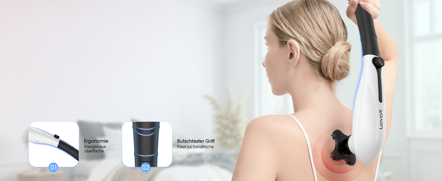 VOYOR HEALTH Перкусійний масажер для тіла, електричний ручний масажер для спини з 5 насадками, регульована швидкість, модель MH560, білий