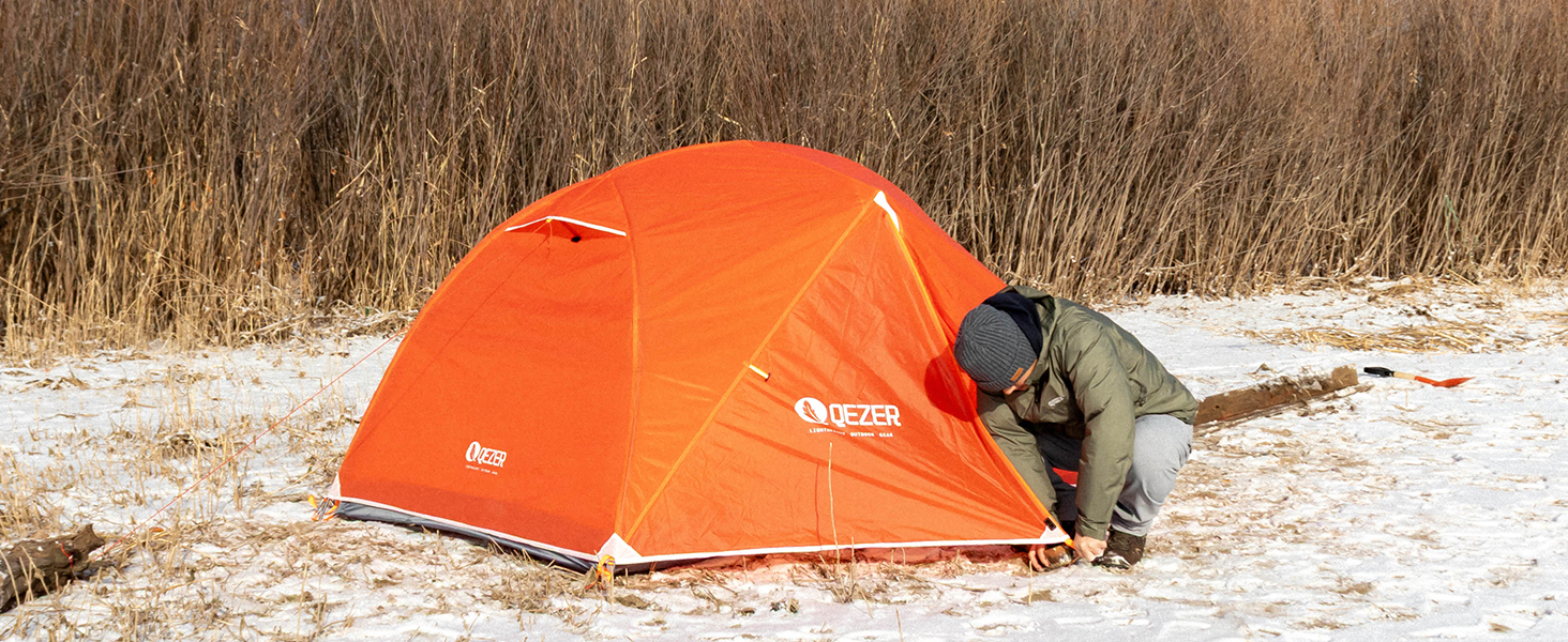 Намет кемпінговий купольний Campingzelt на 1-2 особи, водонепроникний, вітростійкий, для походу, кемпінгу та активного відпочинку (помаранчевий)