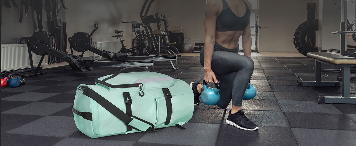 Спортивна сумка JiangLin 45L з відділенням для взуття та мокрих речей, велика дорожня сумка для жінок та чоловіків, рюкзак-трансформер для подорожей, спорту, фітнесу, плавання (зелена)