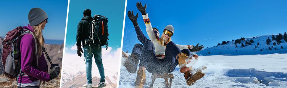 Зимові рукавички для чоловіків та жінок: термо рукавички з сенсорним екраном для велосипеда та бігу, чорні (M/L для чоловіків, L/XL для жінок)