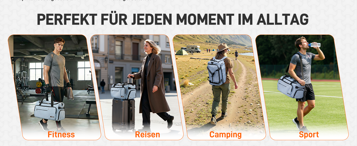 Спортивна сумка HENMI для залу та подорожей, містка сумка для спорту 43Л з відділенням для взуття та вологих речей, складана дорожня сумка (Синя)