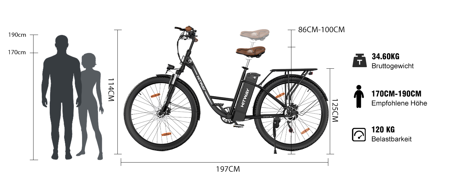 Електровелосипед HITWAY 28', 36 В, 25 км/год, 7 швидк., 35-90 км