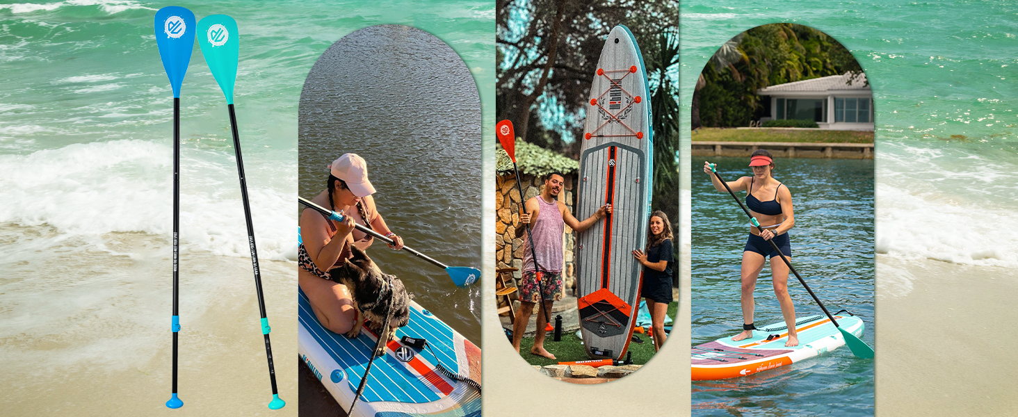 SUP весло Niphean, плаваюче весло для каяка, розбірне (3 або 4 частини), регульоване двостороннє весло для SUP (198–218 см), міцне весло для сапборду, помаранчеве