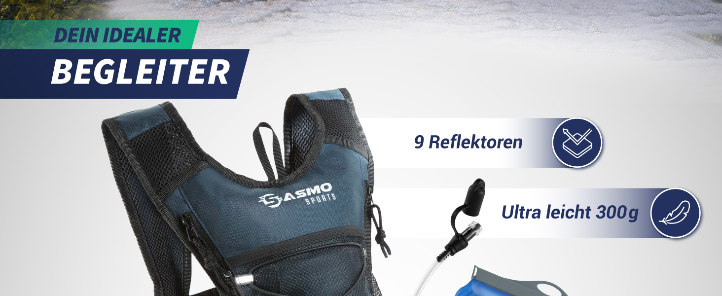 Рюкзак гідратор SASMO® для бігу (синій) 6л з термокишенею та 2л пляшкою