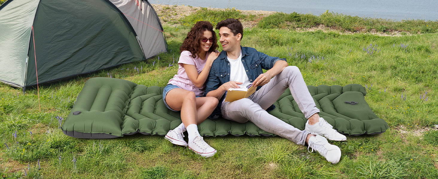 Килимок для кемпінгу Hausprofi Isomatte: ультралегкий надувний килимок з насосом та подушкою, для туризму, пляжу, відпочинку на природі, армійного кольору