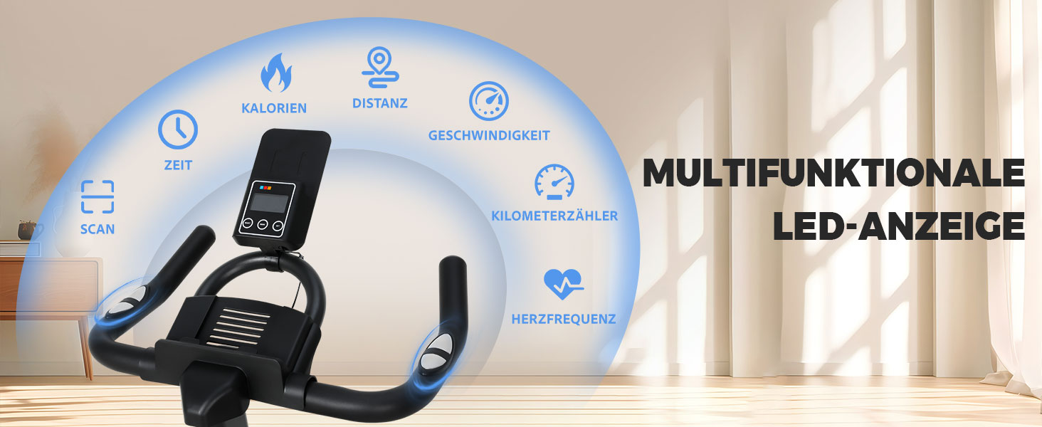 Велотренажер Heimtrainer S100 з регульованим опором, LED-дисплеєм, датчиком пульсу та тримачем для смартфона/планшета