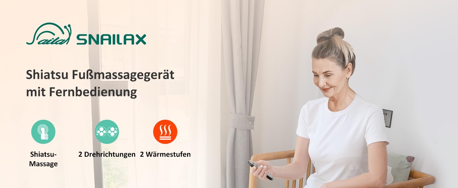 Електричний масажер для ніг Snailax Shiatsu з підігрівом та пультом дистанційного керування, 2-в-1, для розслаблення, подарунок для чоловіків/жінок